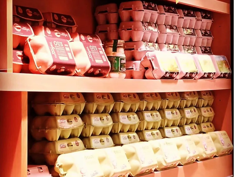 Prestatgeria d'ous ecològics